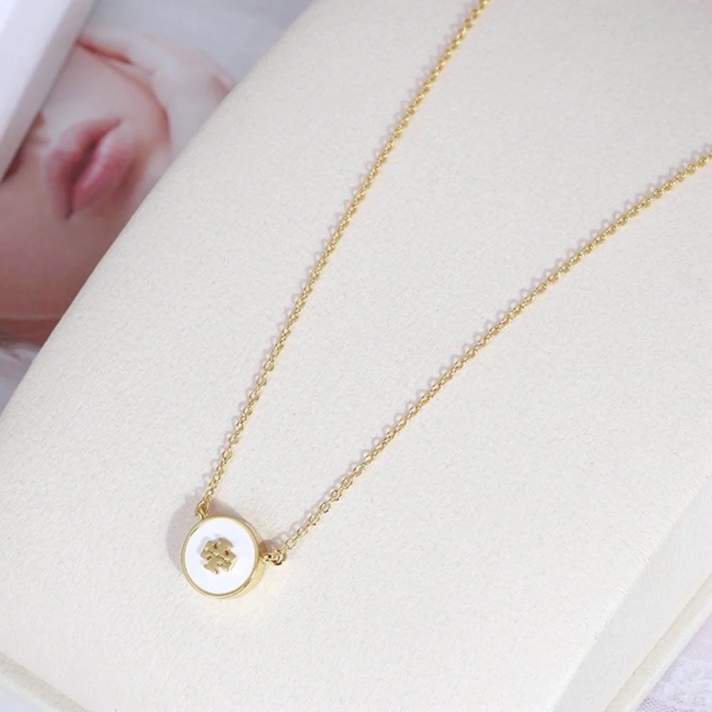 Tory Burch Gold and White Clover Pendant Necklace - Picture 3 of 6